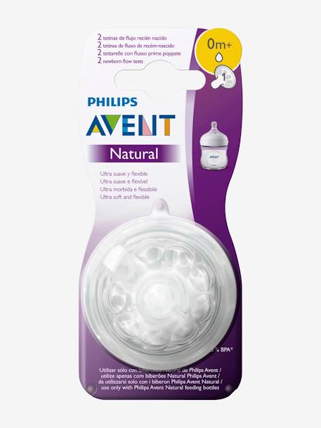 Lote de 2 tetinas Philips AVENT Natural, 5 débitos SEM COR 