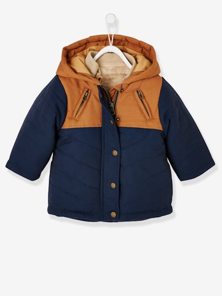 Parka 3 em 1 com casaco amovível, para bebé menino AZUL ESCURO LISO+verde-abeto 